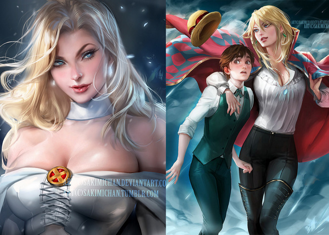 Fan art of Emma Frost and Howl's Moving Castle by Sakimichan. (Credits: Sakimichan)