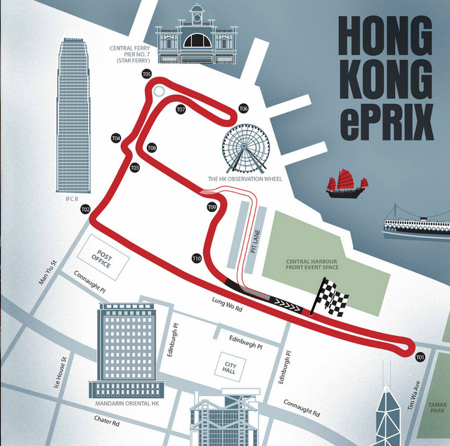 Hong Kong Formula E Championship 2016 route (Source: HK Eprix)