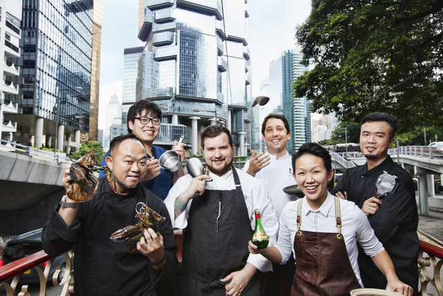 From Left to Right: Chef Eddy Leung from Chez Ed, Chef Sang from Jinjuu, Chef Agustin Balbi from The Ocean, Chef Conor Beach from TRi, Chef May Chow from Little Bao, Chef Kwan Wai Chung from Harlan’s
