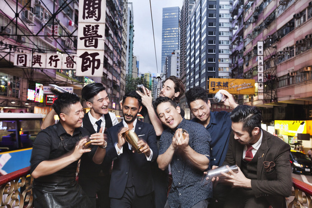Hong Kong Mixologists From Left to Right : Yuen Tsun Kit from Bao Bei, Toby Lo from Quinary, Alexandre Chatte from Paradis, Sandeep Hathiramani from Maximal Concepts Group, Bikram Shrestha from CÉ LA VI, Antonio Ko from VCNCY, Jackie Lam from Maison Eight