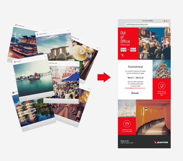 Qantas Out of Office - Show your realtime travel photos