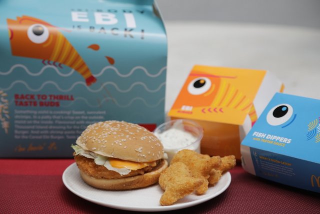 McDonald's Classic Ebi Burger and Fish Dippers with Tartar Sauce