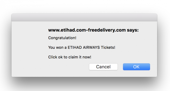 Etihad Airways Bogus Website offering free Airtickets