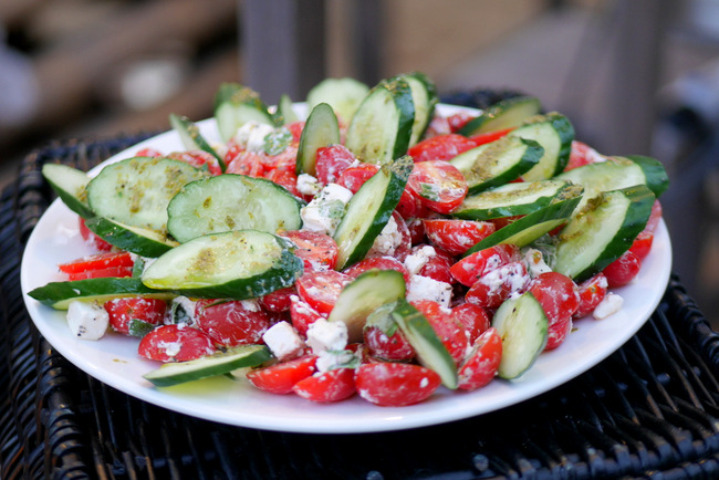 Sand Bar Weekend BBQ also includes a bunch of salads as starters, including this Tomato and Mozarella salad.