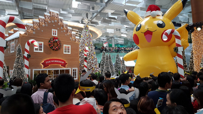 A giant Pikachu at T3 Departure Hall, where tons of Pokemon related activities are happening. (Credit: Changi Airport)