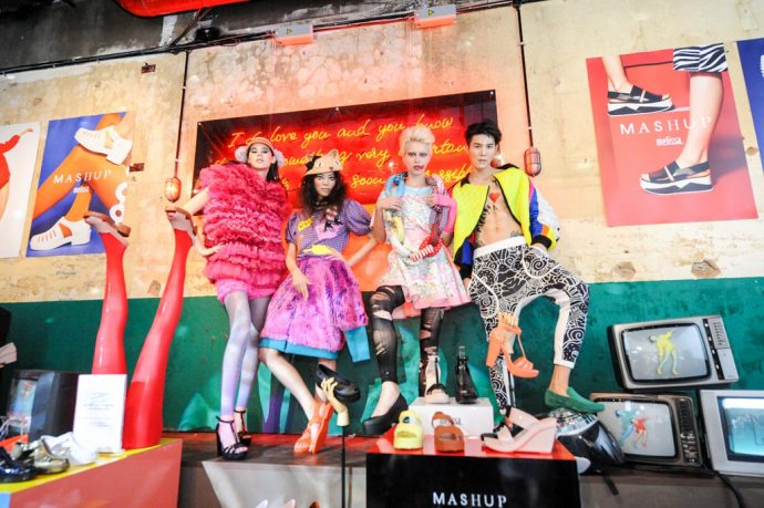 Models rocking the Melissa SS17 Mash Up collection at Cherry Discotheque. (Credit: Bless Inc)