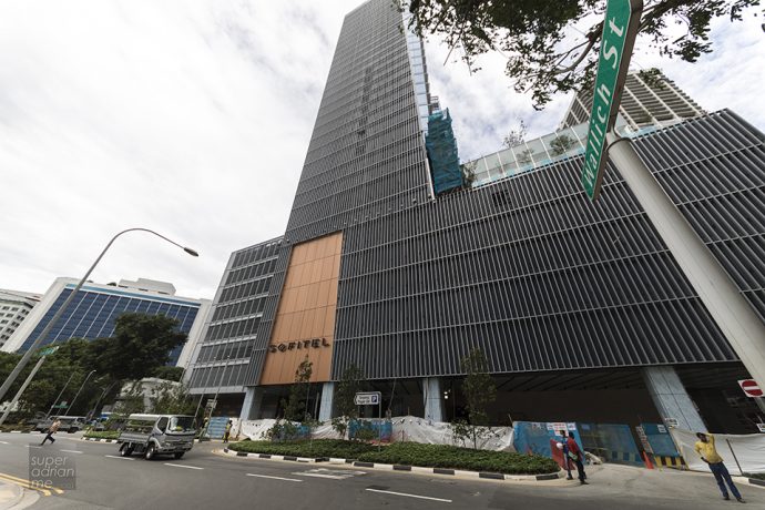 Facade of Sofitel Singapore City Centre taken in December 2016 from Wallich Street