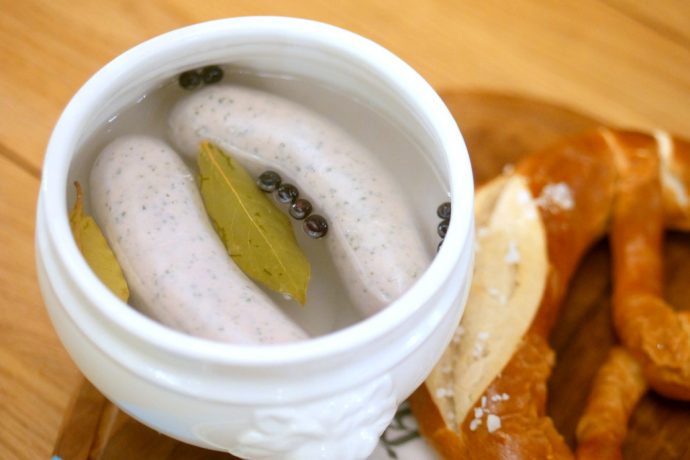 The Bavarian classic, Weisswurst (S$17) : two poached white veal and pork sausages with Bavarian sweet mustard and a pretzel.