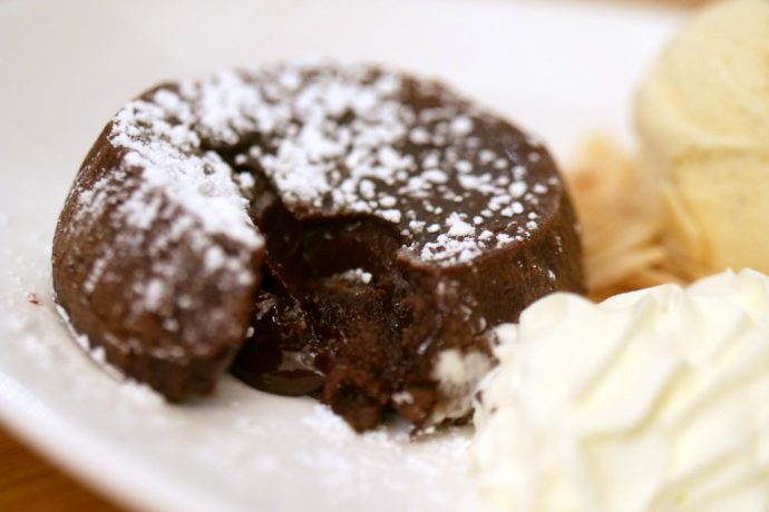 Schokoladentort (S$12) : a molten chocolate cake served with vanilla ice cream and whipped cream.