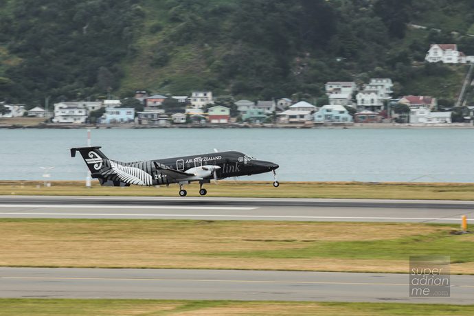 Air New Zealand Link Beechcraft Aircraft taking off at Wellington Airport