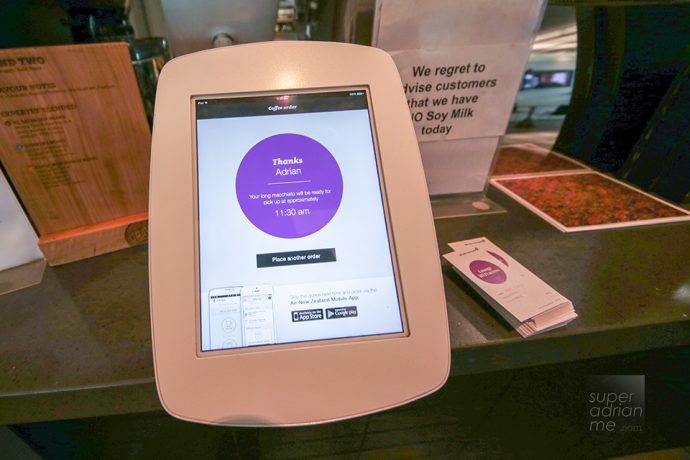 Order your coffee through this tablet or your Air New Zealand mobile app