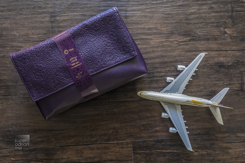 Etihad Airways' First Class amenity kit wash bag for women