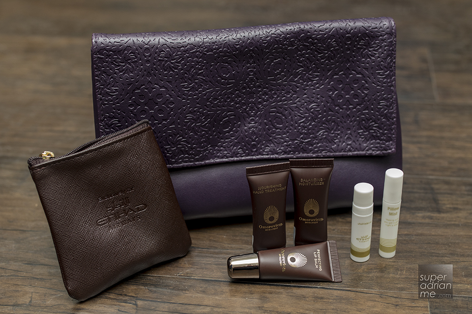 Omorovicza skincare products in Etihad Airways' First Class amenity kits