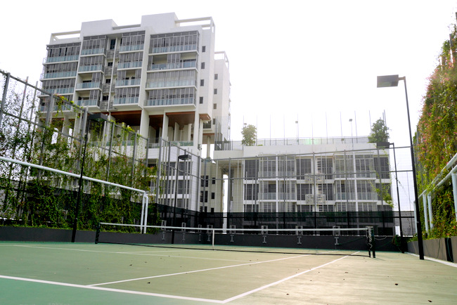 Oasia Residences is the brand's latest venture. It offers a holistic stay, with a focus on refreshing, refueling and recharging the body. Pictured here is the Rooftop Tennis Court on Level 10.