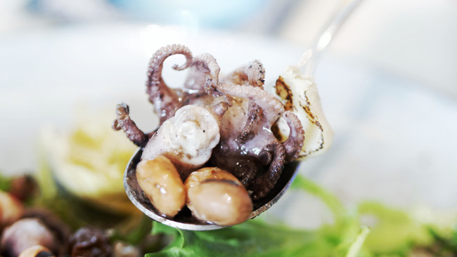 Ola Beach Club at Siloso Beach serves up Hawaiian-inspired dishes like the Grilled Octopus (S$18.50) with globe artichoke, fava beans, tomato confit and an olive emulsion.