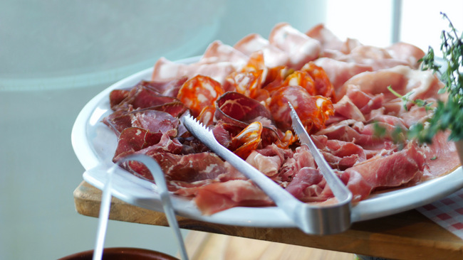 At Jamie's Italian Pizza and Prosecco Party, guests will be provided with fresh, quality ingredients including this platter of cured meats.