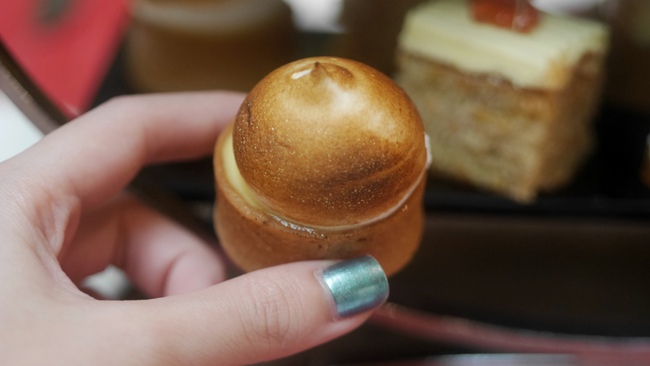 Fullerton Hotel's International Women's Day Afternoon Tea includes seven savouries and eight sweets. Pictured here is the Lemon Meringue Tart.