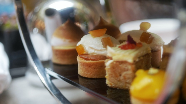 Fullerton Hotel's International Women's Day Afternoon Tea includes seven savouries and eight sweets. Pictured here is the Vanilla White Chocolate Cremeux.