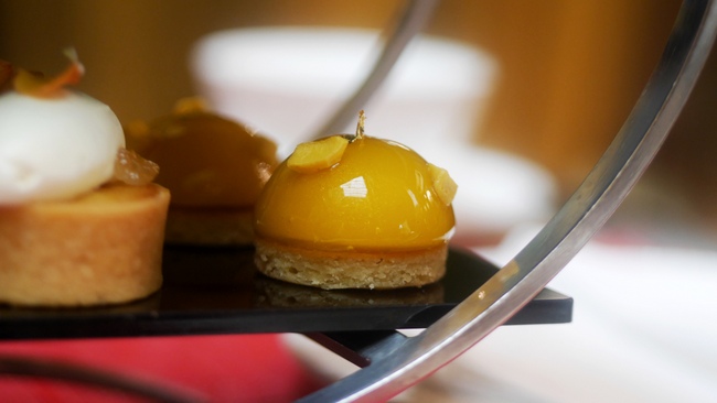 Fullerton Hotel's International Women's Day Afternoon Tea includes seven savouries and eight sweets. Pictured here is the Vanilla White Chocolate Cremeux.