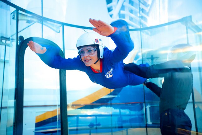 Quantum of the SeasRoyal Carribean's Ovation of the Sea features the RipCord by iFly, a skydiving simulartor on board. (Photo Credit: Royal Carribean)