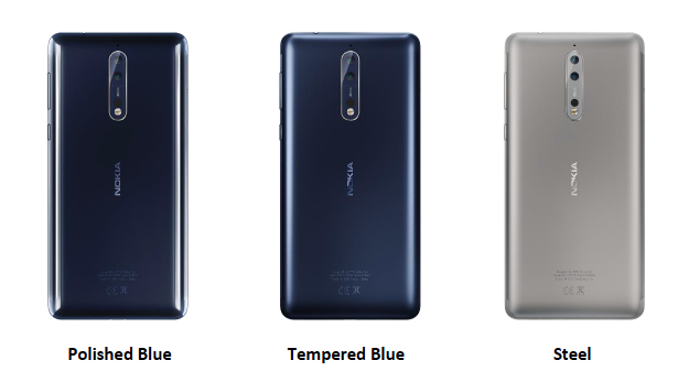 Nokia 8 colours available in Singapore from 14 October 2017 at RRP S$769