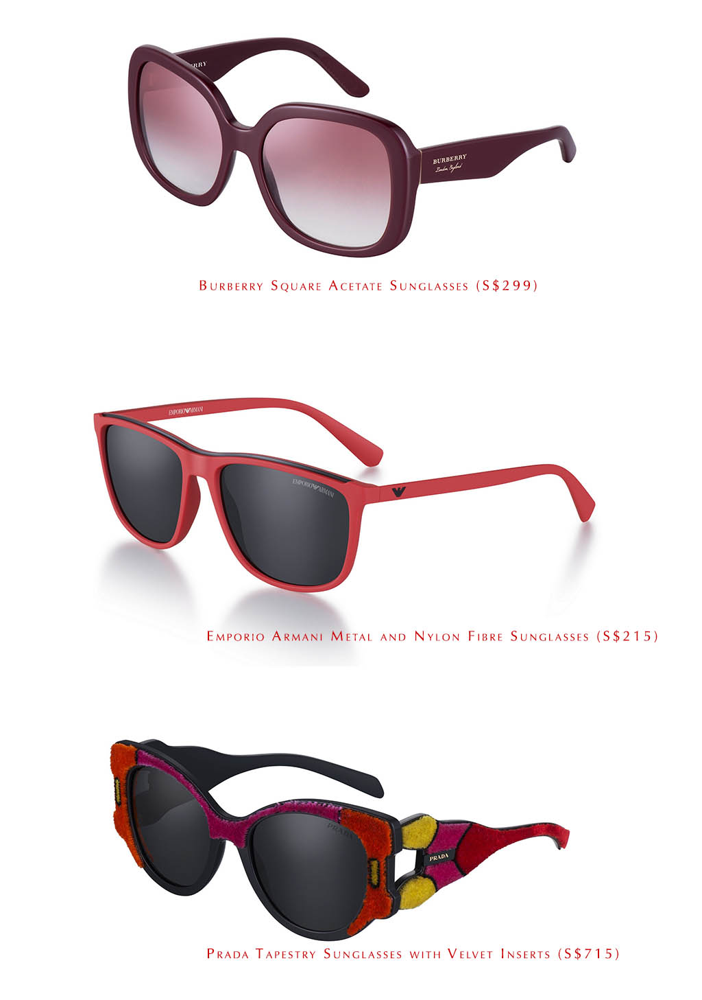 Shade out those tired eyes or the sun with brightly coloured sunnies this Chinese New Year