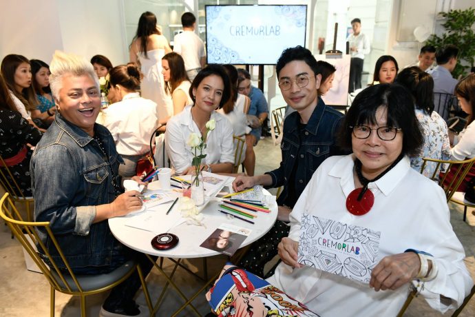 Tinoq Russell Goh, Angelique Nicolette Teo and Sylvia Toh at Cremorlab Singapore launch (Cremorlab Singapore photo)