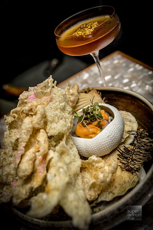 Antidote - Su Jung Gwa paired with Hokkaido Scallop, Tartar, Smoked Lime Ponzu, Fresh Sea Urchin and Caviar