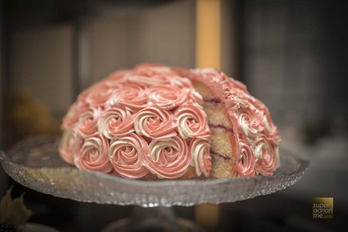 Raspberry Lychee and Almond Cake (S) at Tablescape