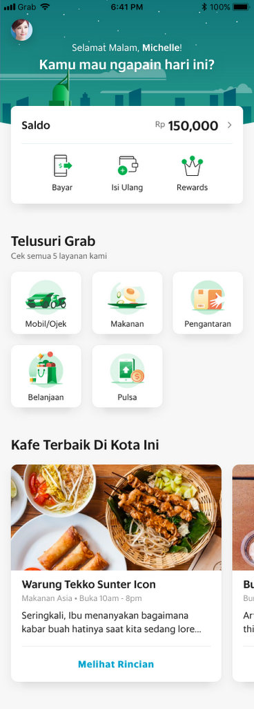 Grab New Screenshot interface in Indonesia