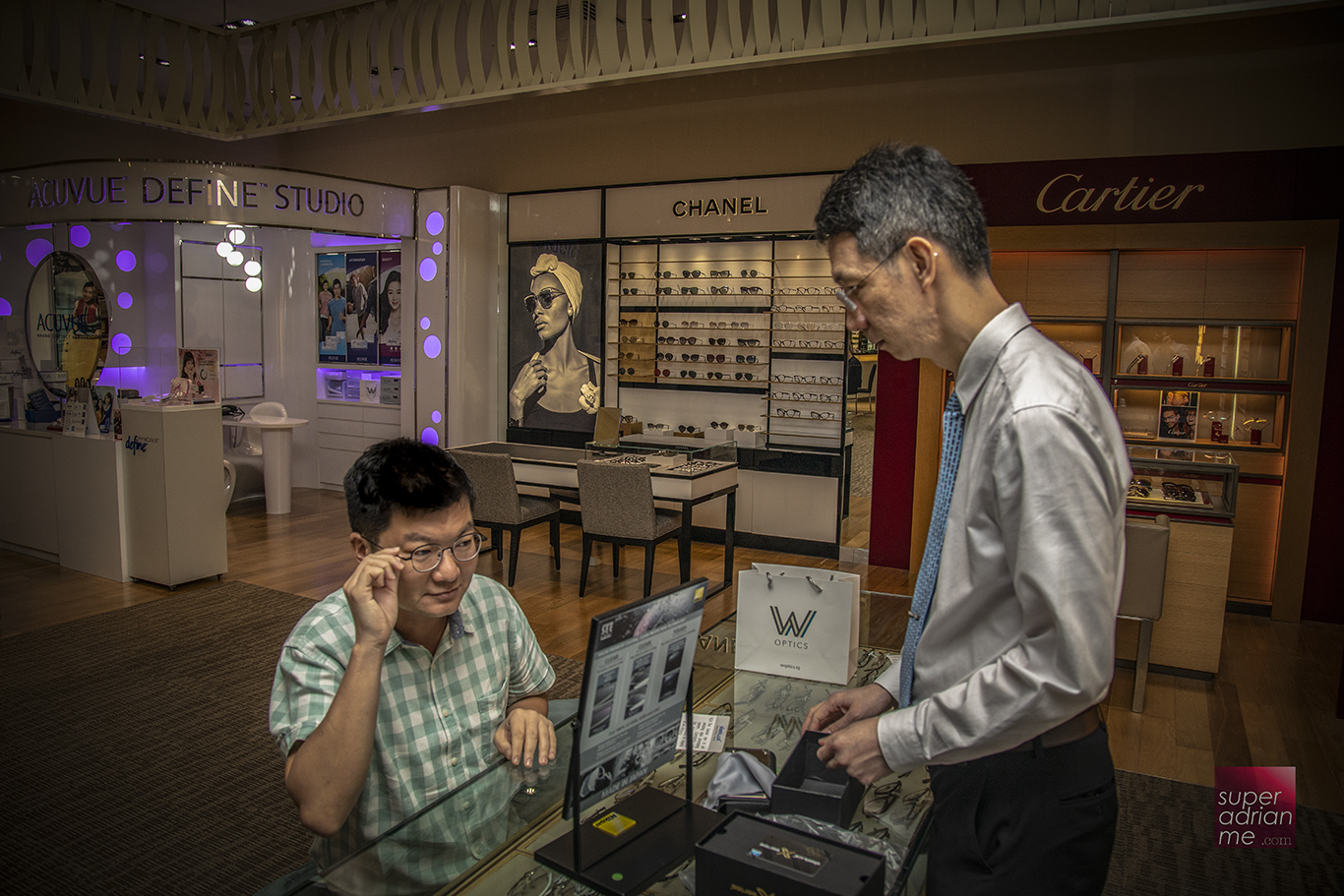 Getting the new pair of glasses at W Optics at Suntec City