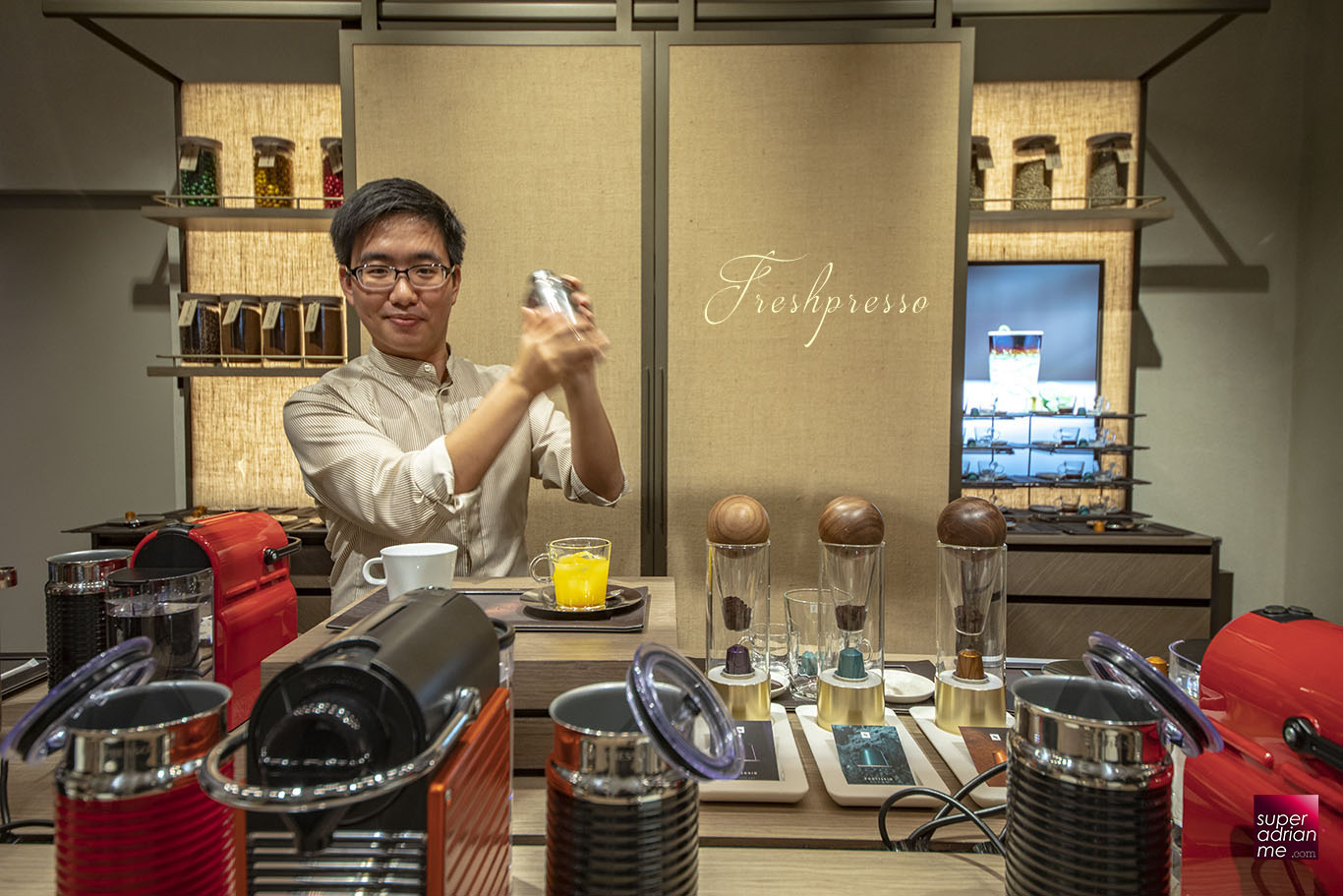 Demonstration on making a Freshpresso at Nespresso's Coffee Creations Masterclass at Nespresso VivoCity Boutique 