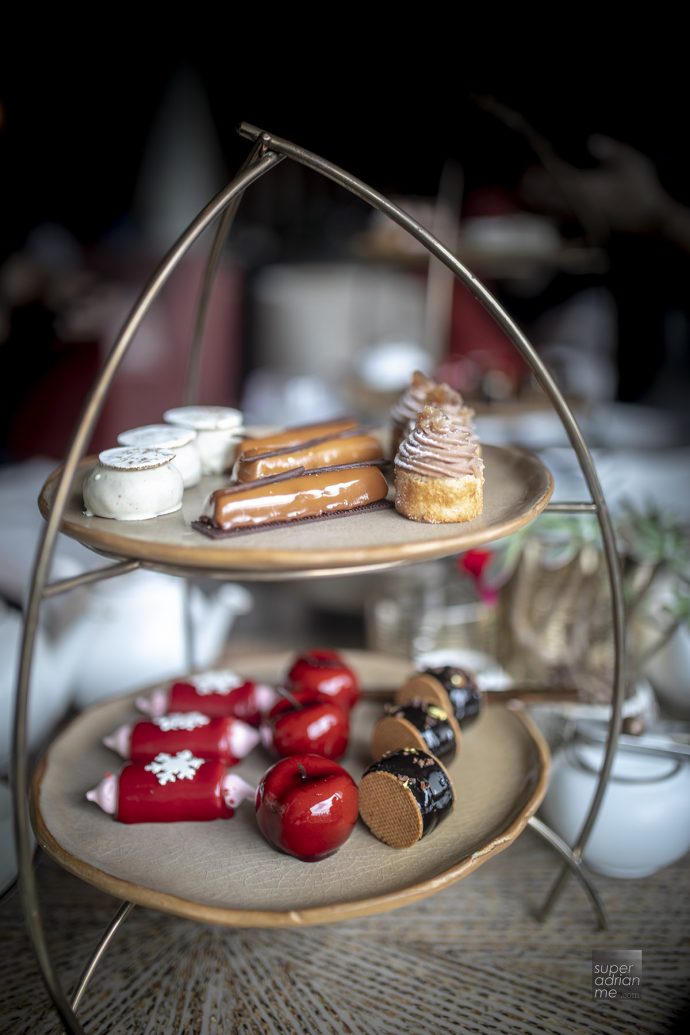 Two Tier tray of desserts for MO BAR's Christmas Afternoon Tea in December 2018