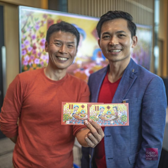 Lee Kow Fong (Ah Guo)  (left) and Peng Chi Sheng (Right) and the Singapore Chinese Cultural Centre 2019 Red Packet