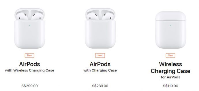 Apple AirPods 2 new singapore price wireless charging case