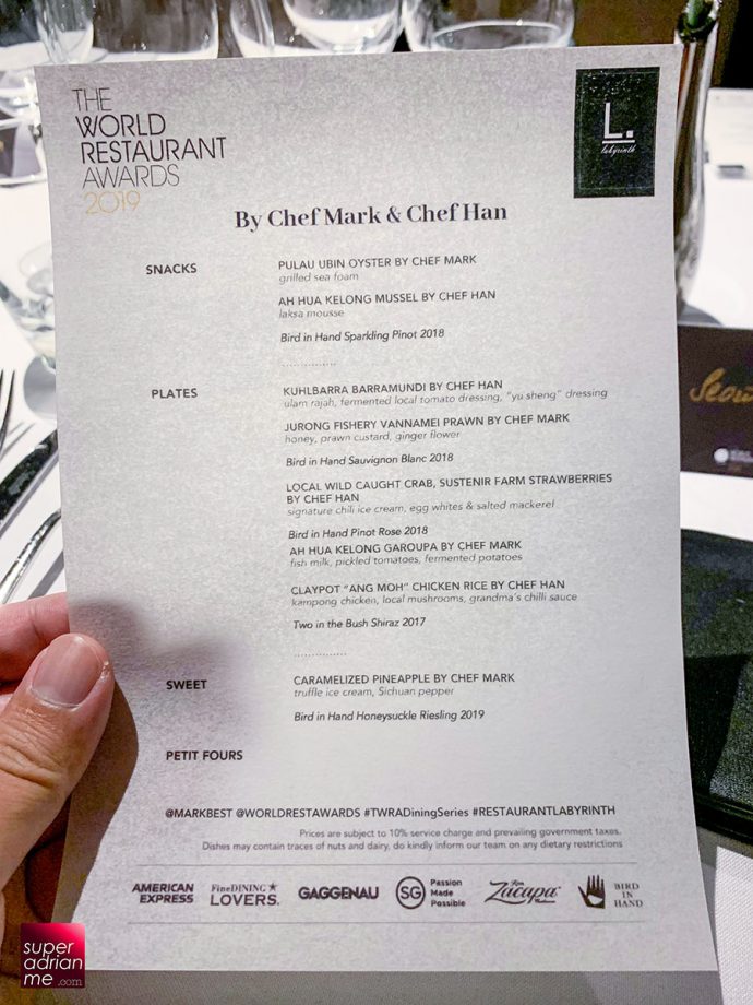 World Restaurant Awards Dining series Mark Best Chef Han Singapore
