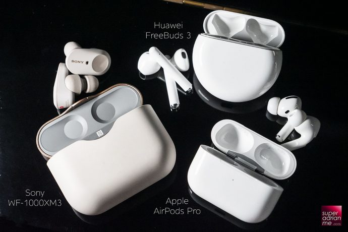 Apple AirPods Pro VS Huawei FreeBuds 3 VS Sony WF-1000XM3 Singapore price review best wireless ANC ear buds noise cancelling