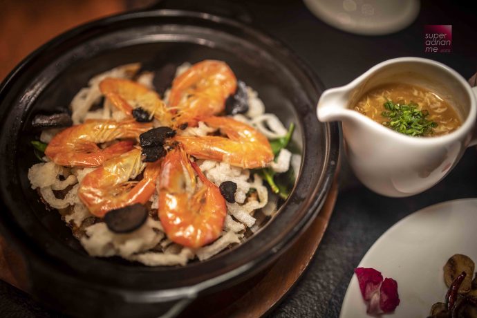 Crispy Hor Fun with Truffle Prawn Broth at YUN NANS at Westgate