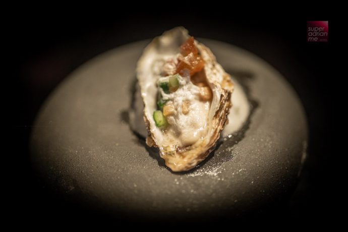 Mikuni -Mie prefecture Oyster topped with dashi foam.