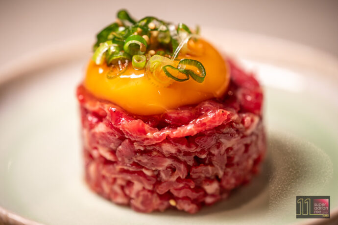 Yukke - Hand sliced Raw Wagyu Beef - Japanese Tartare with pasteurised egg yolk