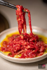 YEN Social - Yukke - Hand sliced Raw Wagyu Beef - Japanese Tartare with pasteurised egg yolk