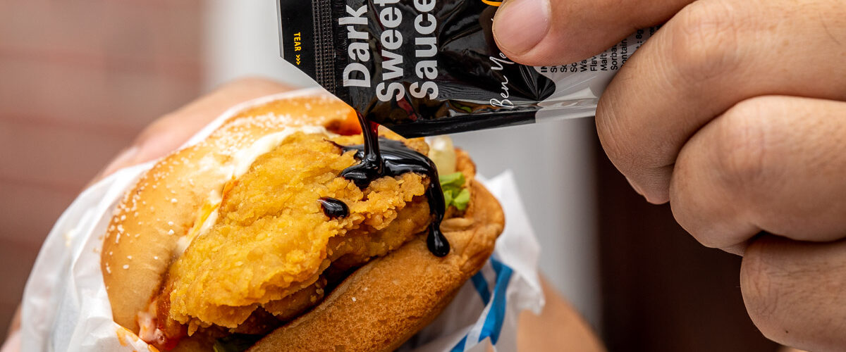 McDonald's has McDonald's Crispy Hainanese Chicken Burger with Dark Sweet Sauce.