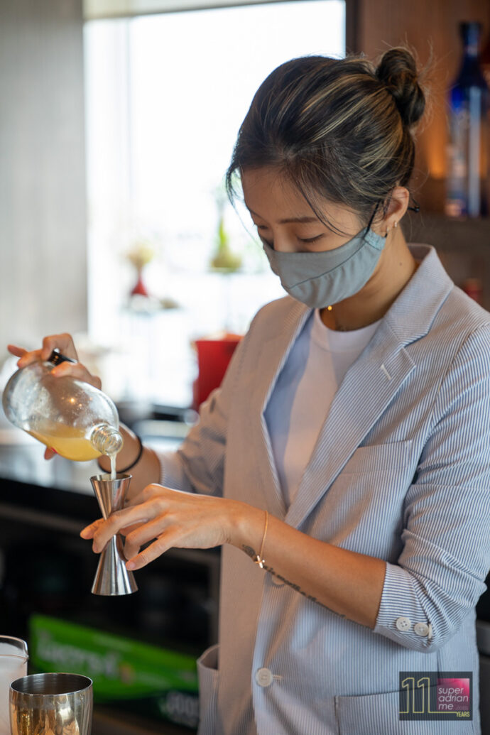 Shelley Tai mixing the drinks at Chuan by Nutmeg & Clove