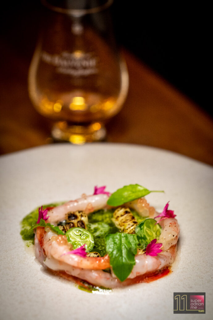 Tippling Club - Ceviche of Amaebi, corn milk, finger lime with The Balvenie Caribbean Cask 14 Years