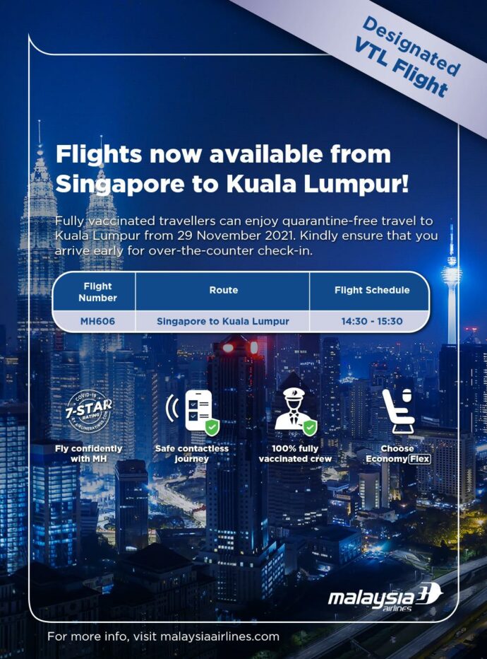 Malaysia airlines vtl flights singapore
