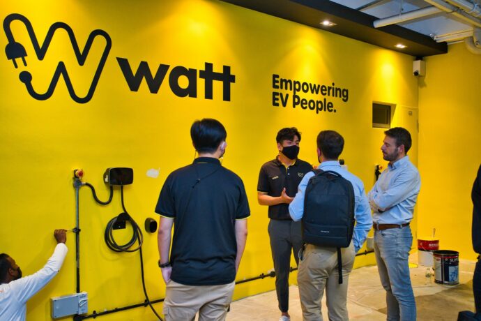 Moises Barea, VP of Sales, and Jesus Cruz Sanchez, Regional Business Development Manager APAC of the global company, Wallbox visited Watt's office in December 2021. (Watt photo)