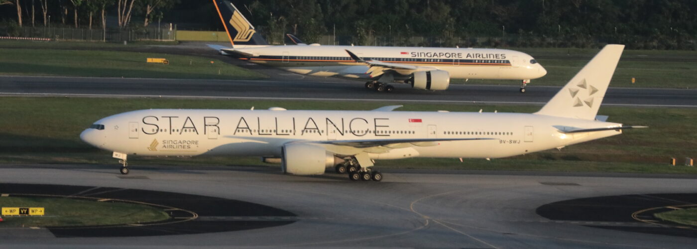 Singapore Airlines aircraft taxiing at Changi Airport