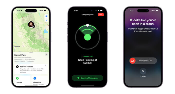 iPhone 14 SOS crash detection satellite