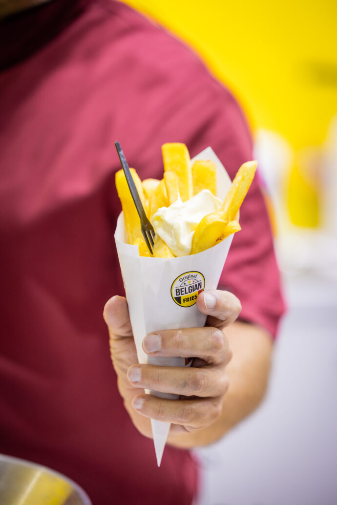 Original Belgian Fries, seasoned with salt and topped with Belgian Mayonnaise