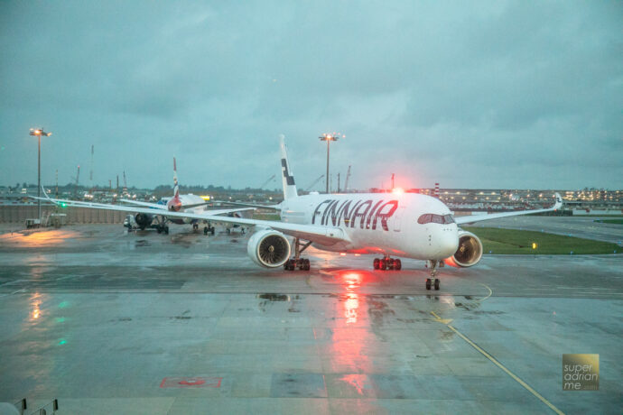 Finnair flight AY131 taxiing at Changi Airport Terminal 1 on 8 December 2022